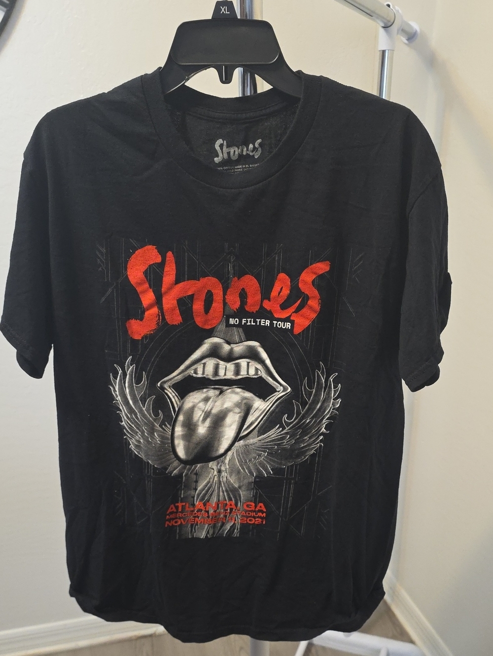 the Rolling Stones Black Graphic Tee with Red Logo
